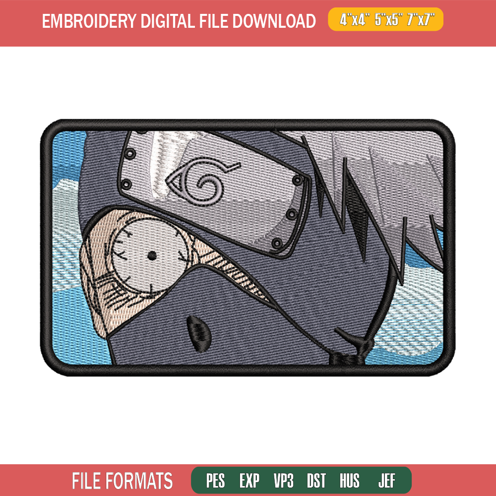 Kakashi funny embroidery design, Naruto embroidery, anime design, logo design, anime shirt, Digital download.jpg