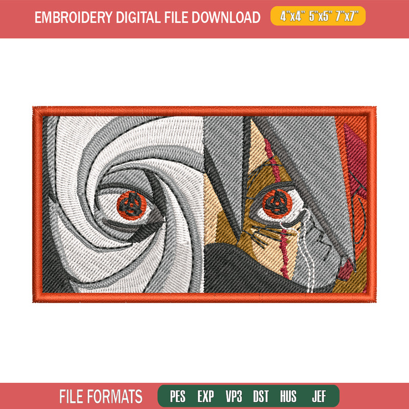 Kakashi Hatake eyes embroidery design, Naruto embroidery, embroidery file, anime design, anime shirt, Digital download.jpg