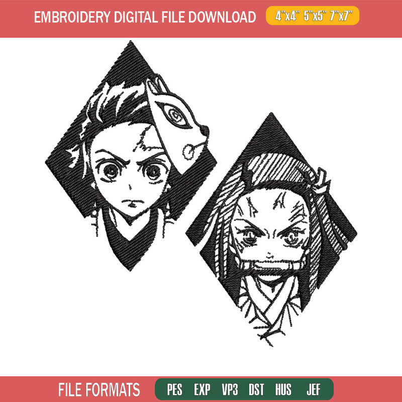 Kamado family embroidery design, Tanjiro embroidery, Anime design, Embroidery shirt, Embroidery file,Digital download.jpg