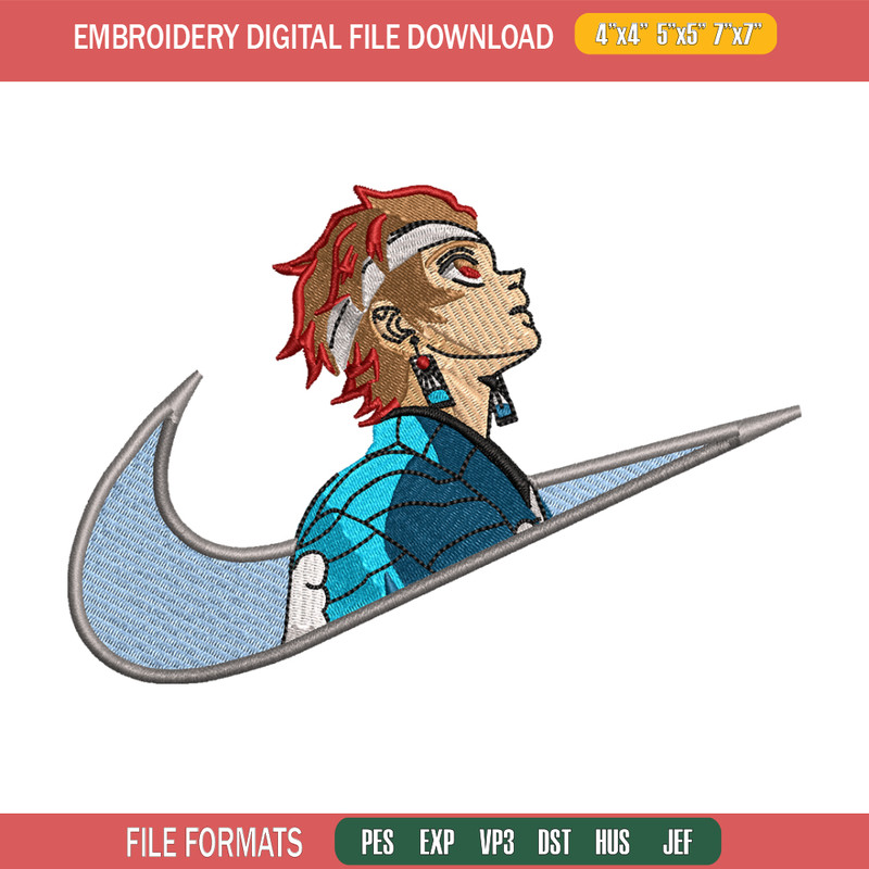 Kamado Tanjiro Nike embroidery design, Kimetsu no Yaiba embroidery, Nike design, anime design, Digital download.jpg