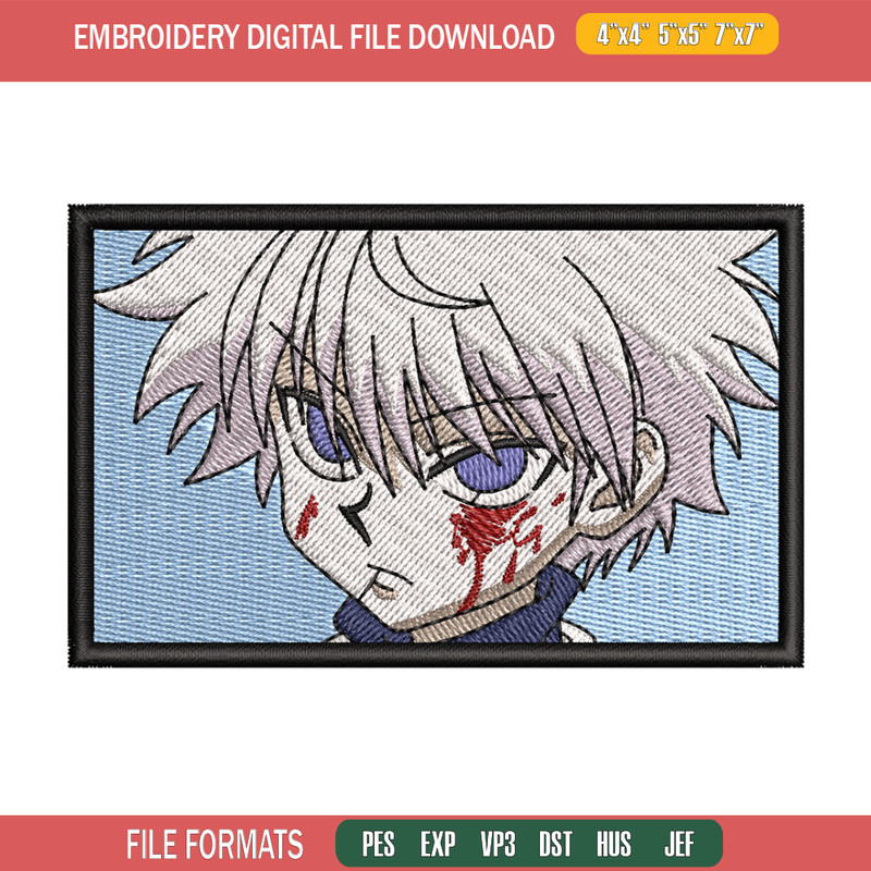 Killua embroidery design, Hunter x hunter embroidery, Anime design, Embroidery shirt, Embroidery file, Digital download.jpg