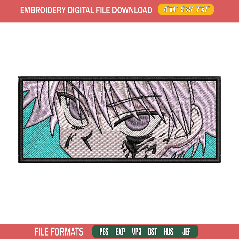 Killua eyes embroidery design, hunter x hunter embroidery, logo design, anime design, anime shirt, Digital download.jpg