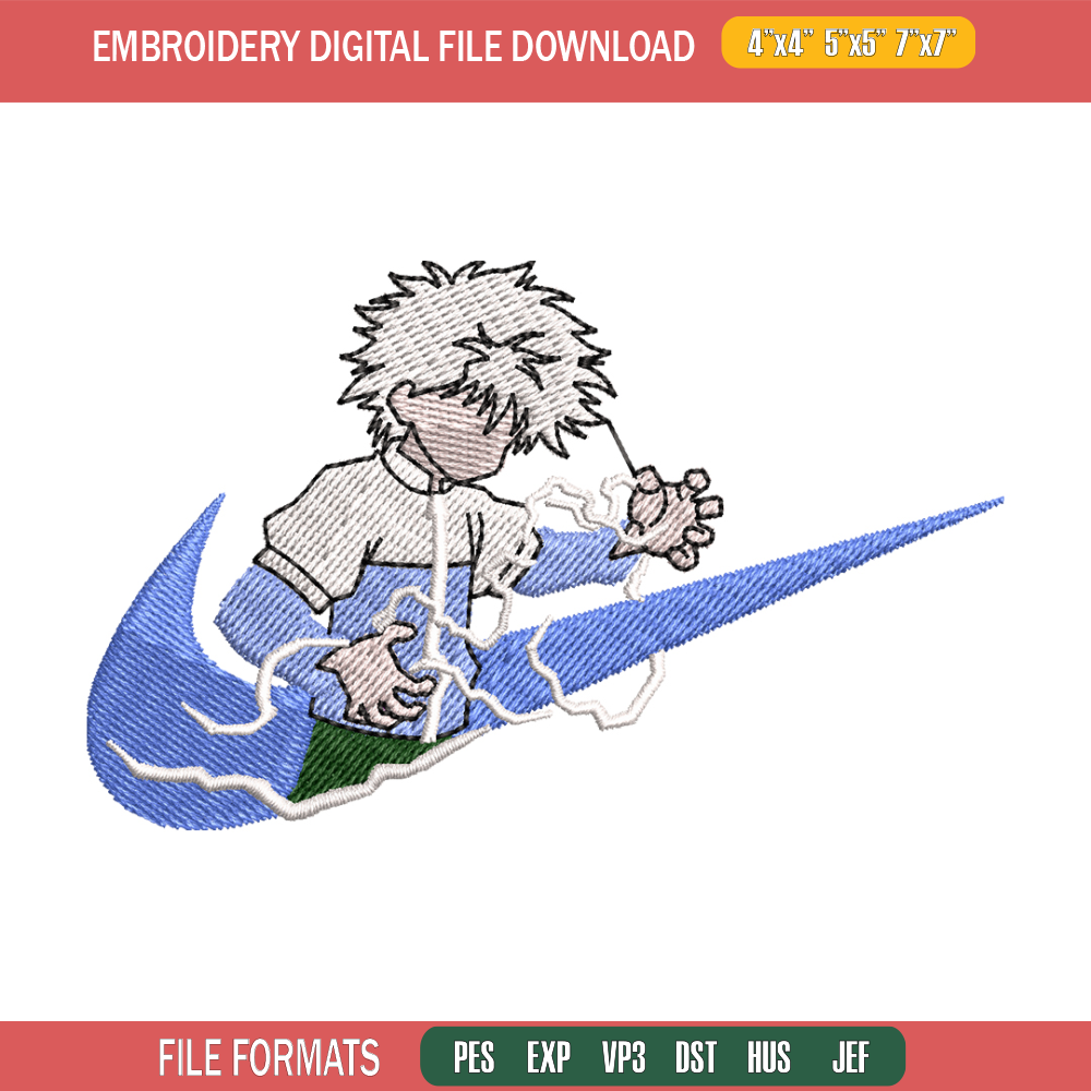 Killua zoldyck embroidery design, hunter x hunter embroidery, Logo design, anime design, anime shirt, Digital download.jpg