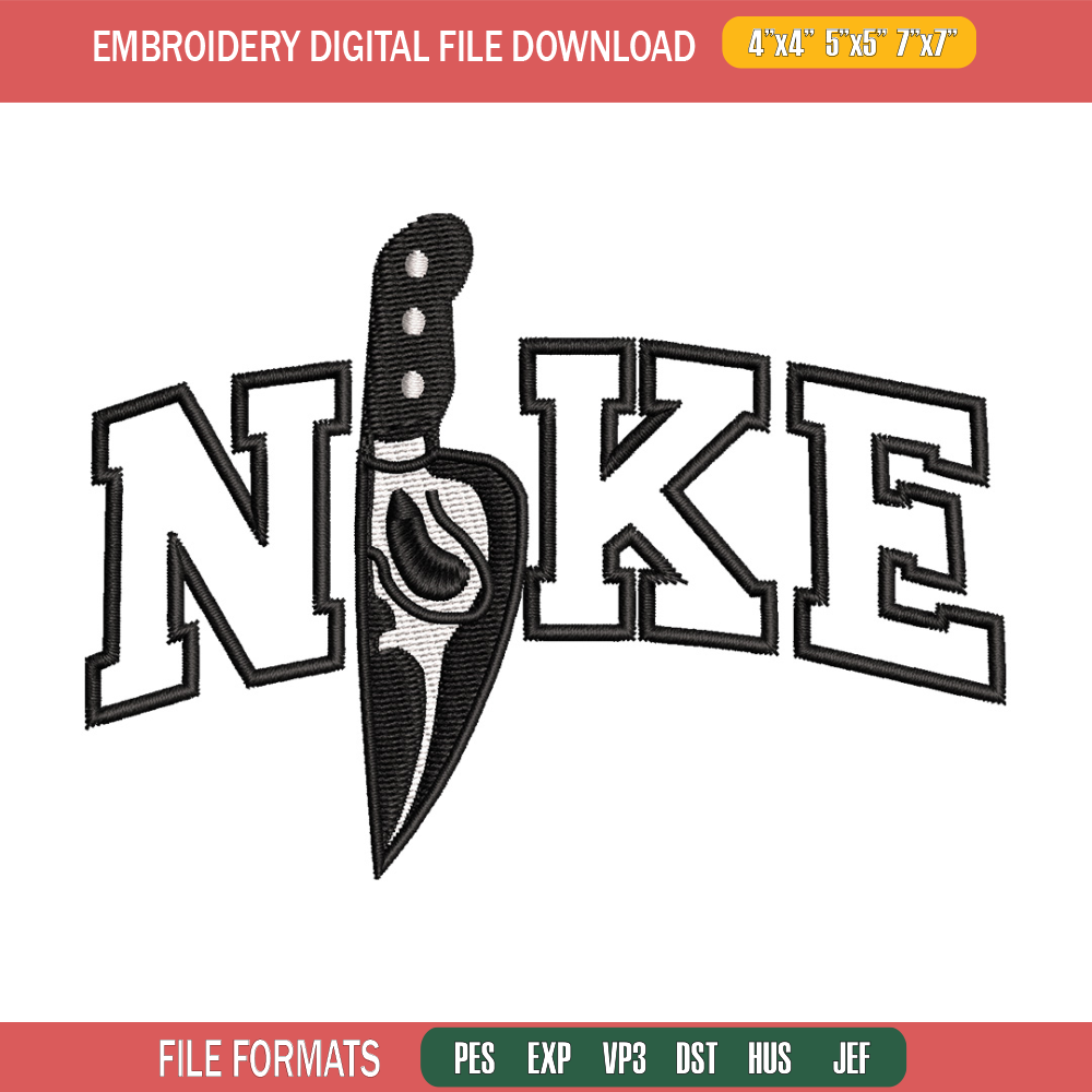 Knife ghost nike embroidery design, Horror embroidery, Embroidery file,Embroidery shirt, Nike design, Digital download.jpg