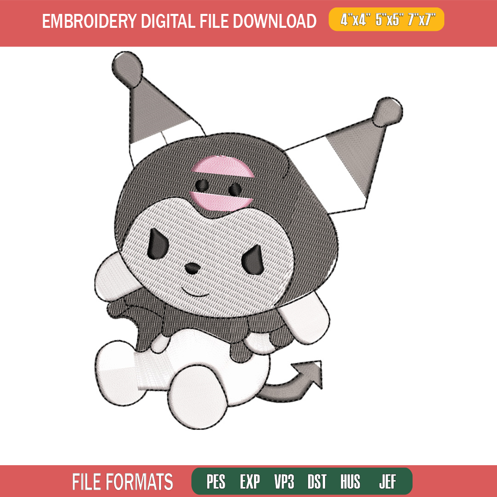 Kuromi embroidery design, Kuromi embroidery, Embroidery file, Embroidery shirt, Emb design, Digital download.jpg