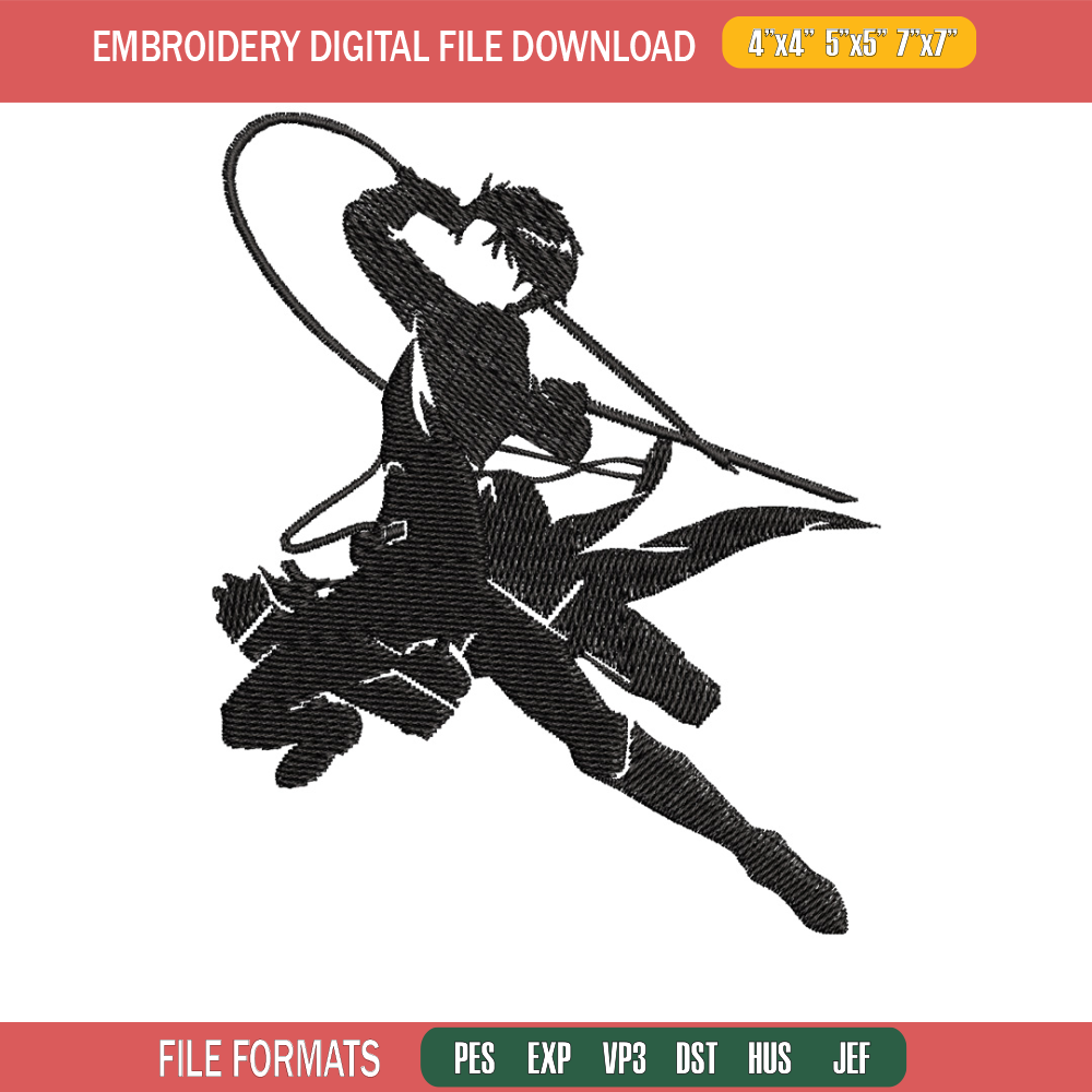 Levi black embroidery design, Aot embroidery, Anime design, Embroidery shirt, Embroidery file, Digital download.jpg