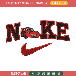 lightning mcqueen nike embroidery design, logo embroidery, nike design, logo shirt, embroidery shirt, digital download