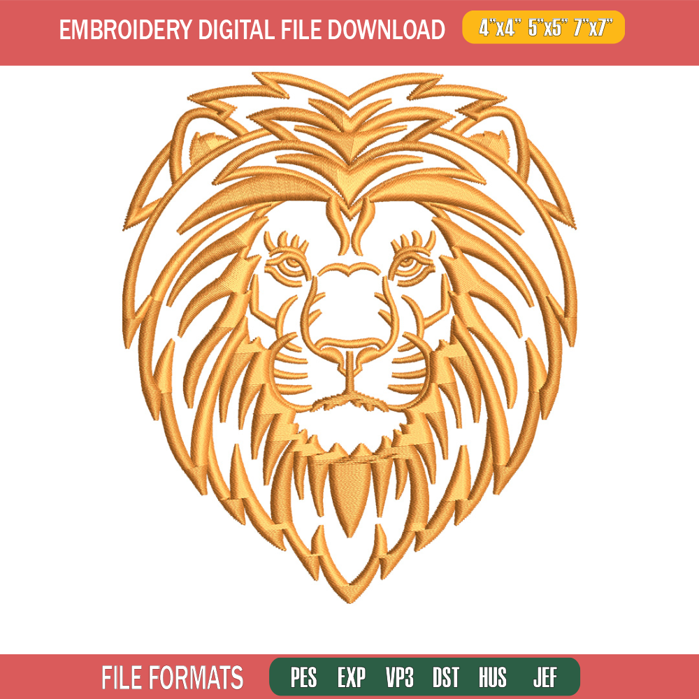 Lion face embroidery design, Lion embroidery, Embroidery file, Embroidery shirt, Emb design, Digital download.jpg