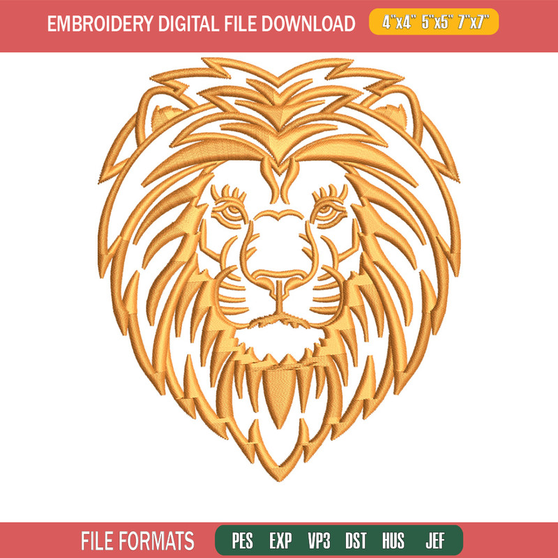 Lion face embroidery design, Lion embroidery, Embroidery file, Embroidery shirt, Emb design, Digital download.jpg