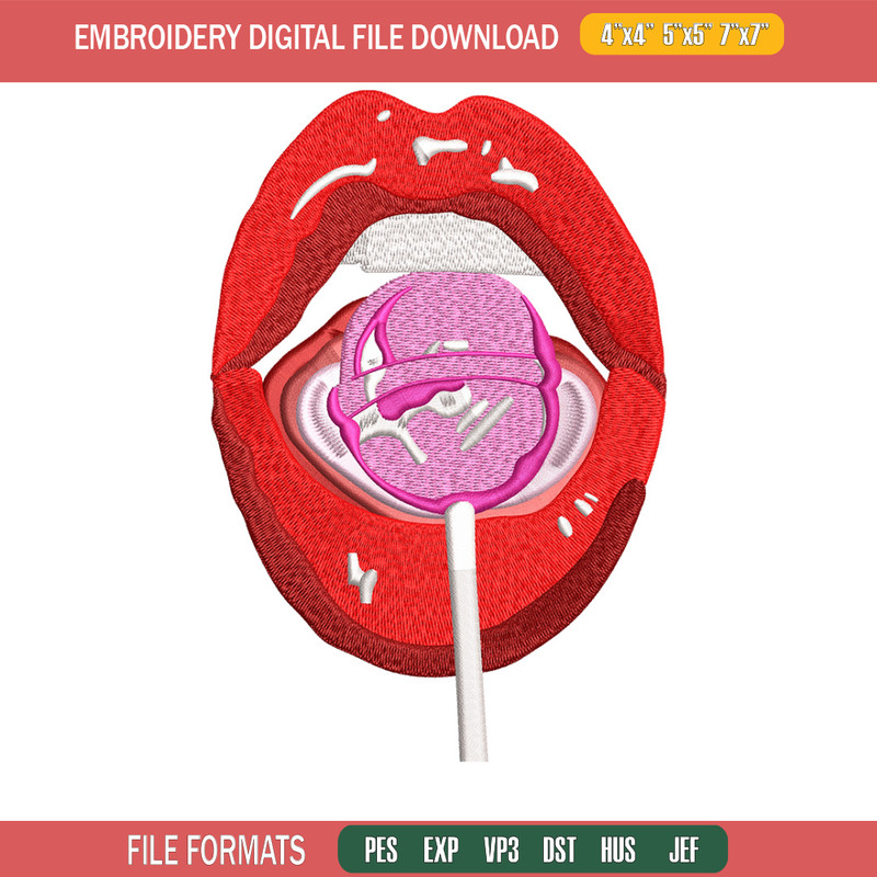 Lips lollipop embroidery design, Lips embroidery, Embroidery file, Embroidery shirt, Emb design, Digital download.jpg