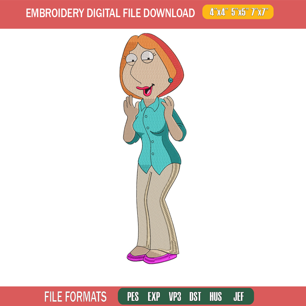 Lois Griffin embroidery design, Family guy embroidery, Embroidery file, Embroidery shirt, Emb design, Digital download.jpg