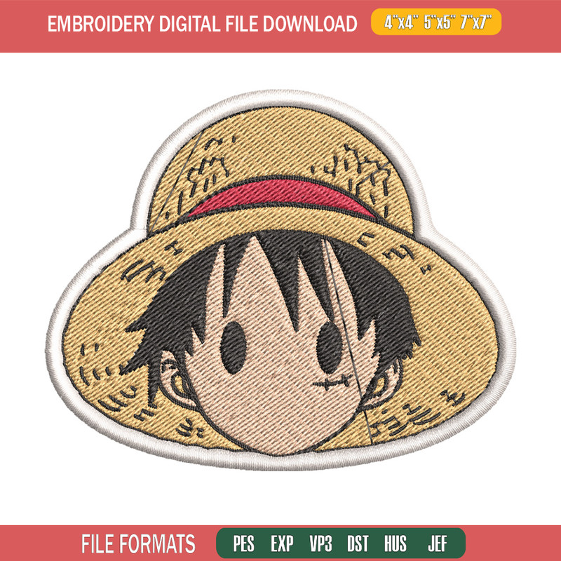Luffy logo embroidery design, One piece embroidery, Anime design, Embroidery file, Embroidery shirt, Digital download.jpg