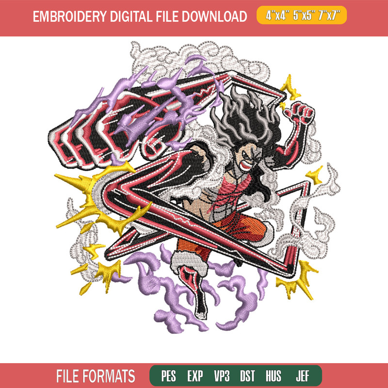 Luffy snake embroidery design, One piece embroidery, Anime design, Embroidery shirt, Embroidery file, Digital download.jpg