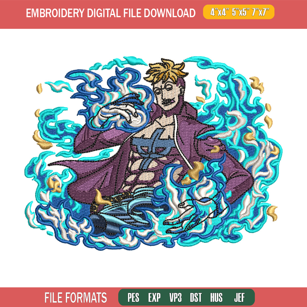 Marco embroidery design, One piece embroidery, Anime design, Embroidery shirt, Embroidery file, Digital download.jpg