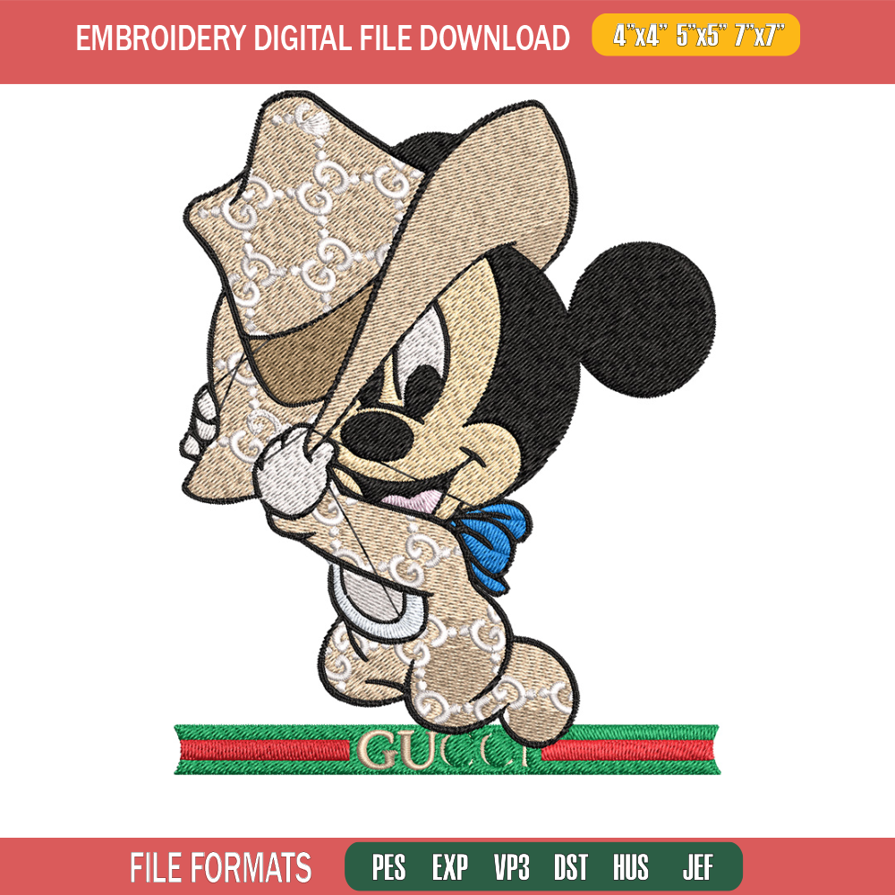 Mickey baby Embroidery Design, Gucci Embroidery, Embroidery File, Logo shirt, Sport Embroidery, Digital download.jpg