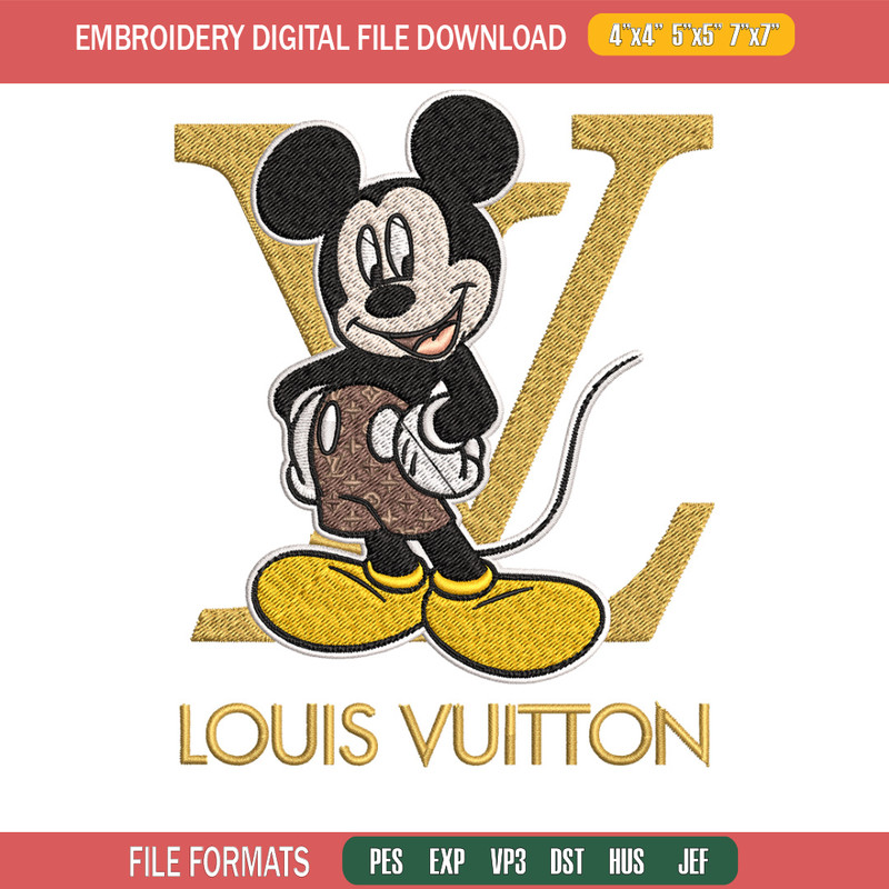 Mickey logo lv Embroidery Design, Lv Embroidery, Embroidery File, Brand Embroidery, Logo shirt, Digital download.jpg