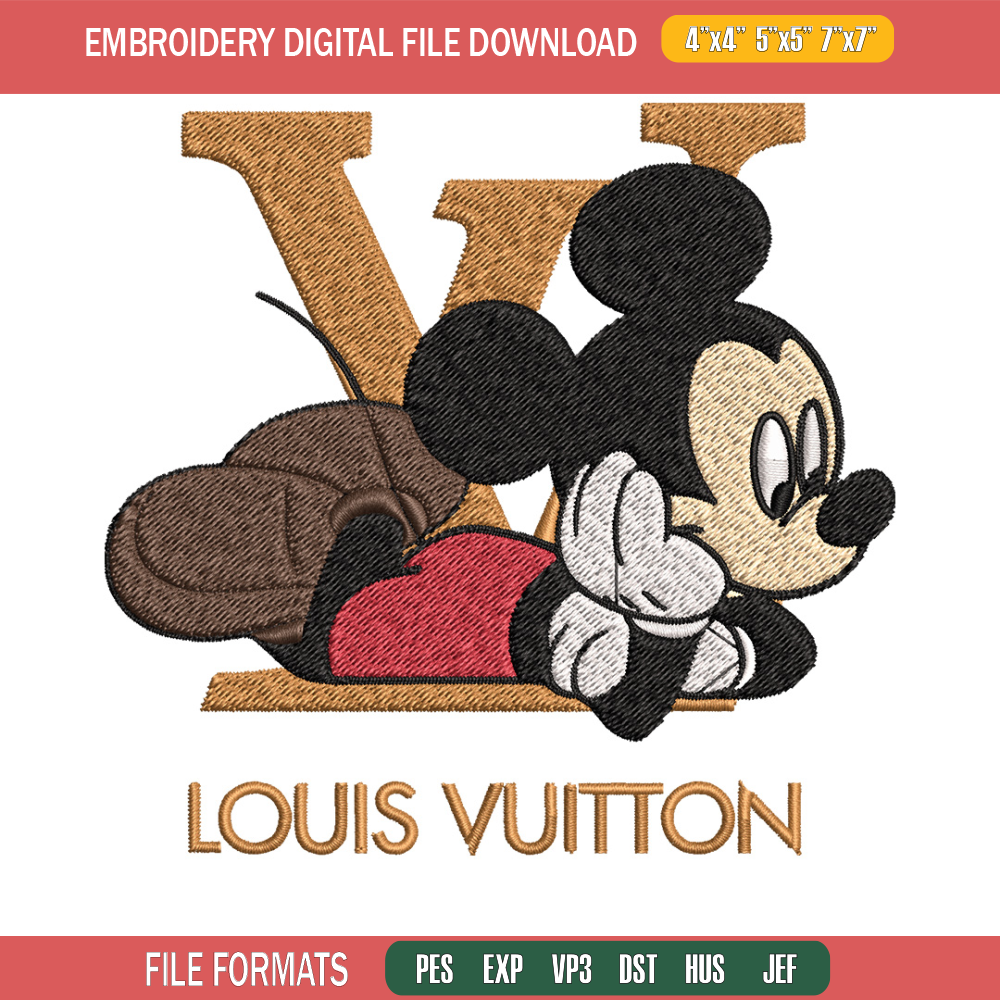 Mickey louis vuitton Embroidery Design, Lv Embroidery, Embroidery File, Brand Embroidery, Logo shirt, Digital download.jpg