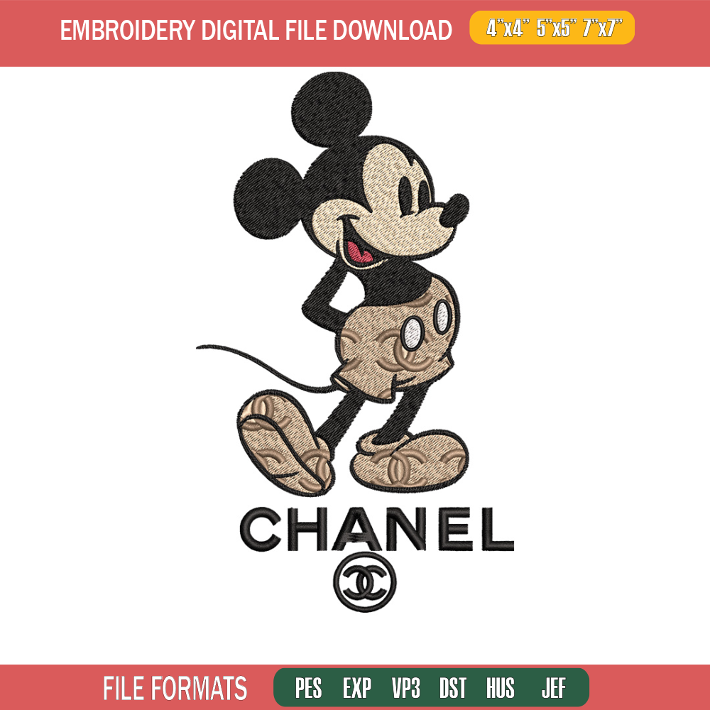 Mickey mouse chanel Embroidery Design, Chanel Embroidery, Brand Embroidery, Embroidery File, Logo shirt,Digital download.jpg