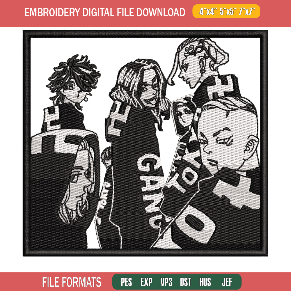 Mikey friends embroidery design, Mikey embroidery, Anime design, Embroidery shirt, Embroidery file, Digital download.jpg