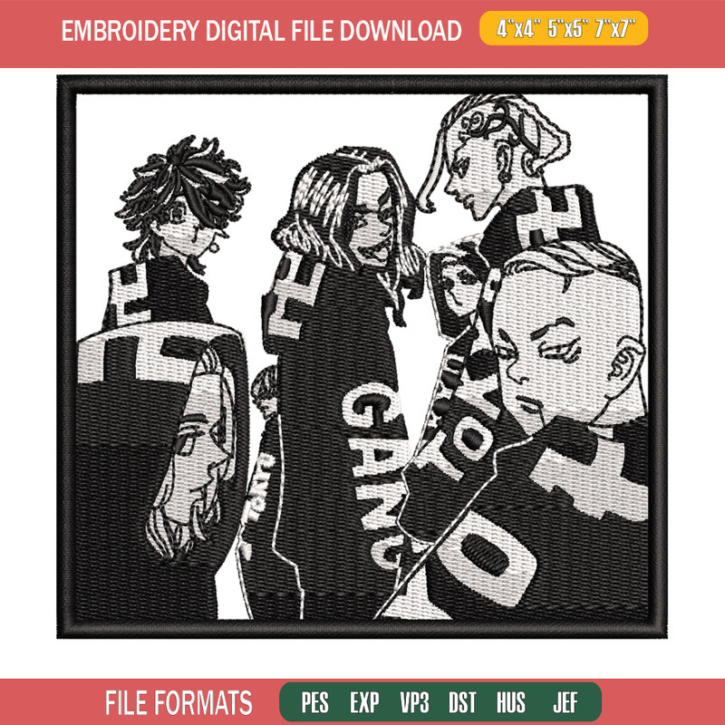 Mikey friends embroidery design, Mikey embroidery, Anime design, Embroidery shirt, Embroidery file, Digital download.jpg