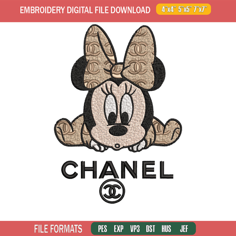 Minnie baby chanel Embroidery Design, Chanel Embroidery, Brand Embroidery, Embroidery File, Logo shirt, Digital download.jpg