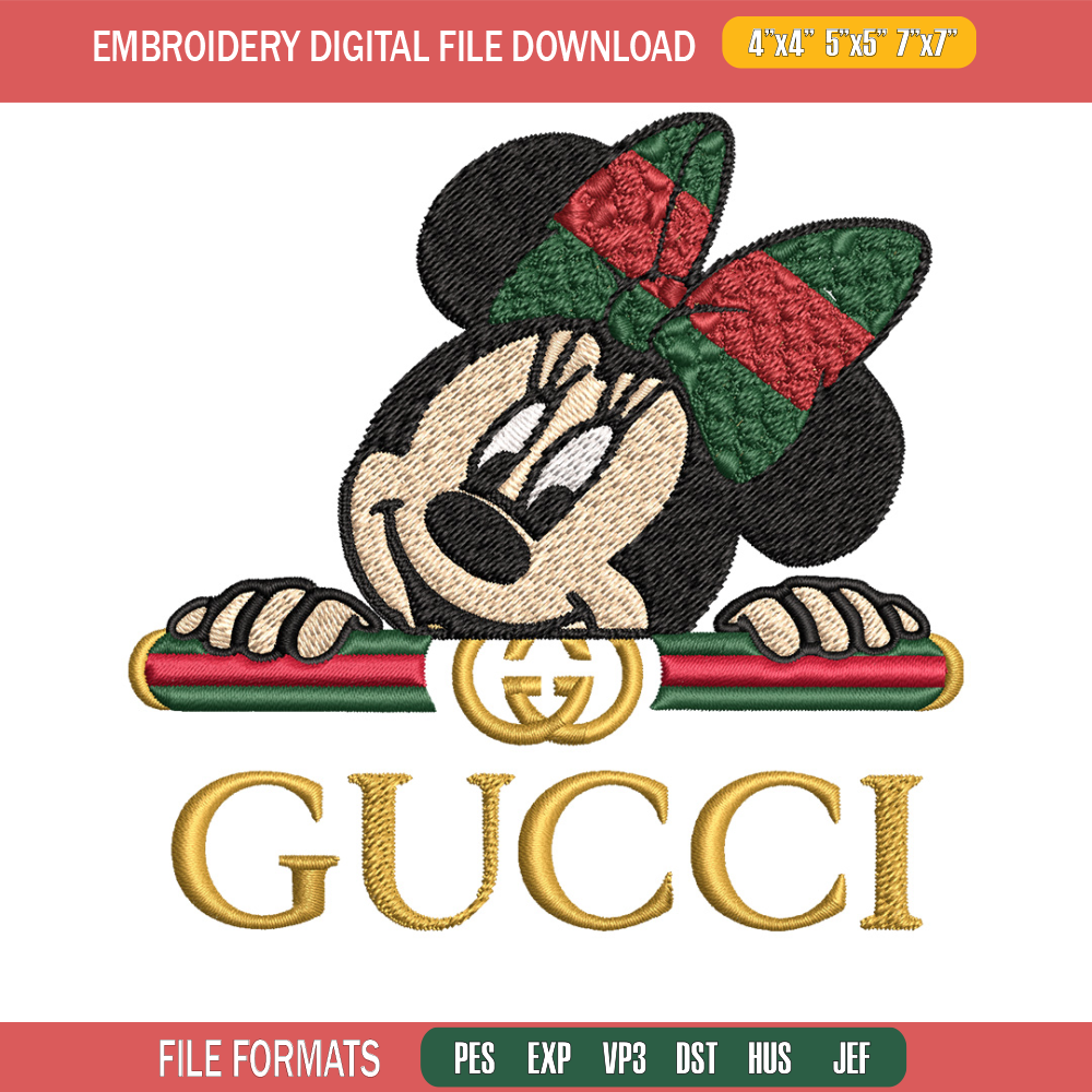 Minnie gucci head Embroidery Design, Gucci Embroidery, Brand Embroidery, Logo shirt, Embroidery File, Digital download.jpg