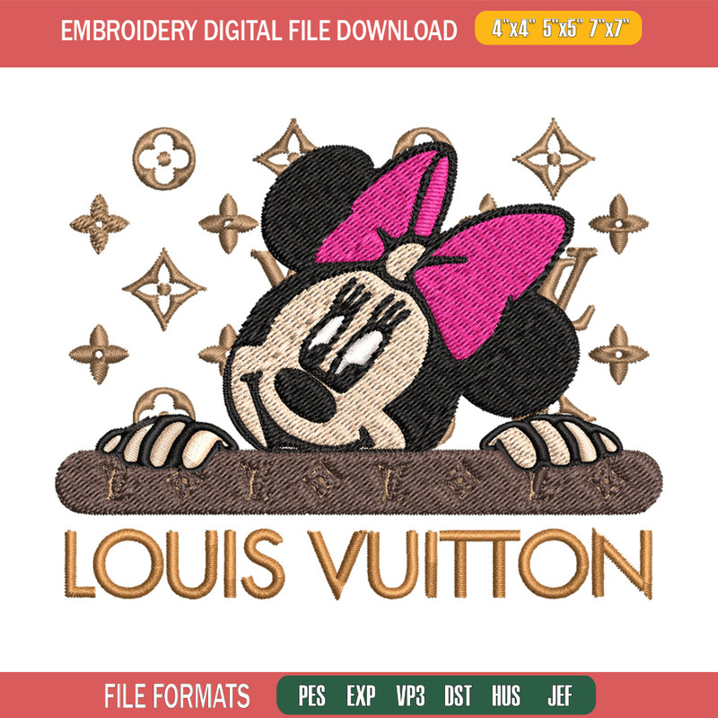 Minnie head lv Embroidery Design, Lv Embroidery, Embroidery File, Brand Embroidery, Logo shirt, Digital download.jpg