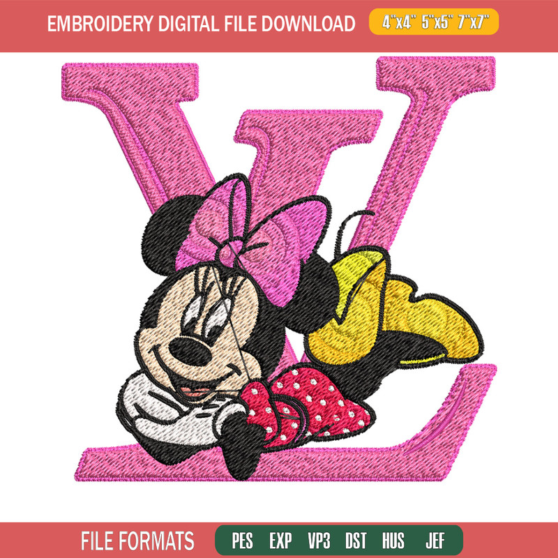 Minnie pink lv Embroidery Design, Lv Embroidery, Brand Embroidery, Embroidery File, Logo shirt, Digital download.jpg
