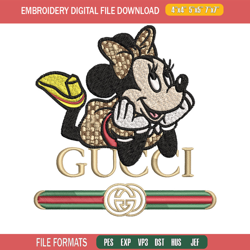 Minnie smile gucci Embroidery Design, Gucci Embroidery, Brand Embroidery, Logo shirt, Embroidery File, Digital download.jpg