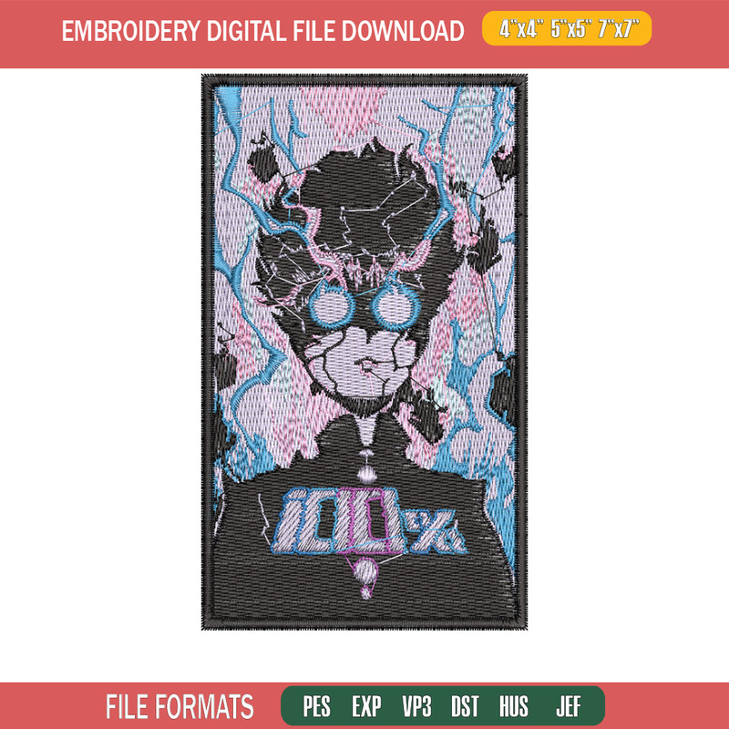 Mob poster embroidery design, Mob psycho embroidery, Anime design, Embroidery shirt, Embroidery file, Digital download.jpg