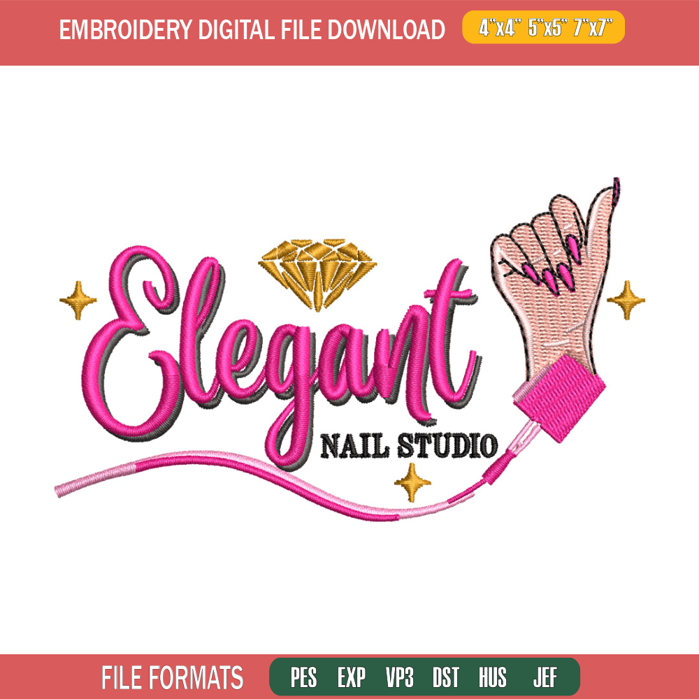 Nail studio embroidery design, Logo embroidery, Embroidery file, Embroidery shirt, Emb design, Digital download.jpg