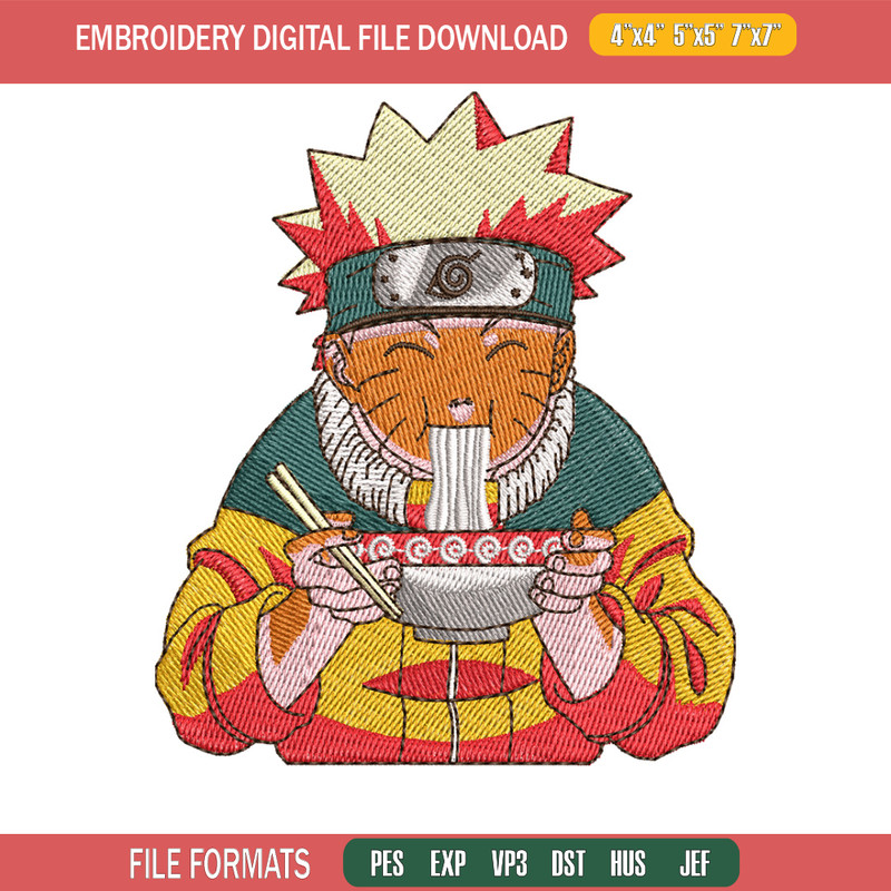 Naruto ramen embroidery design, Naruto embroidery, Anime design, Embroidery shirt, Embroidery file, Digital download.jpg