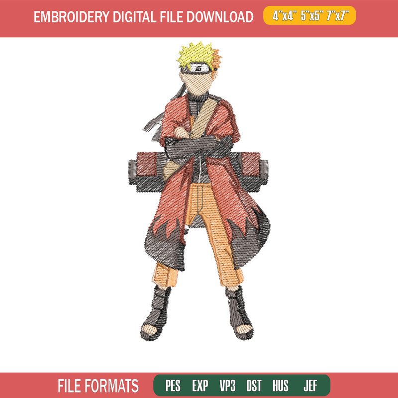 Naruto sage embroidery design, Naruto embroidery, Anime design, Embroidery shirt, Embroidery file, Digital download.jpg