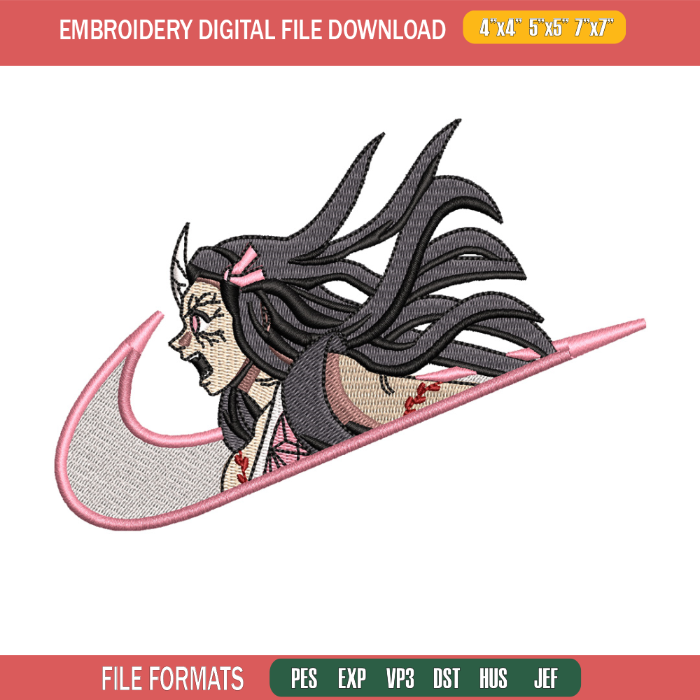 Nezuko nike embroidery design, Demon slayer embroidery, Nike design, Embroidery shirt, Embroidery file, Digital download.jpg