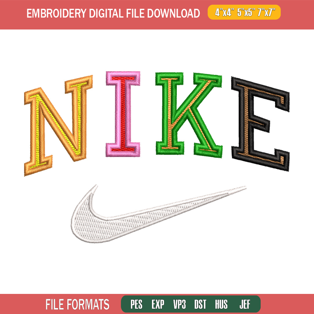 Nike color embroidery design, Nike embroidery, Nike design, Embroidery shirt, Embroidery file, Digital download.jpg