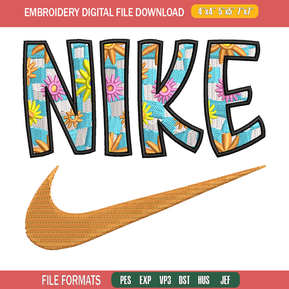 Nike flower embroidery design, Flower embroidery, Nike design, Embroidery shirt, Embroidery file,Digital download.jpg