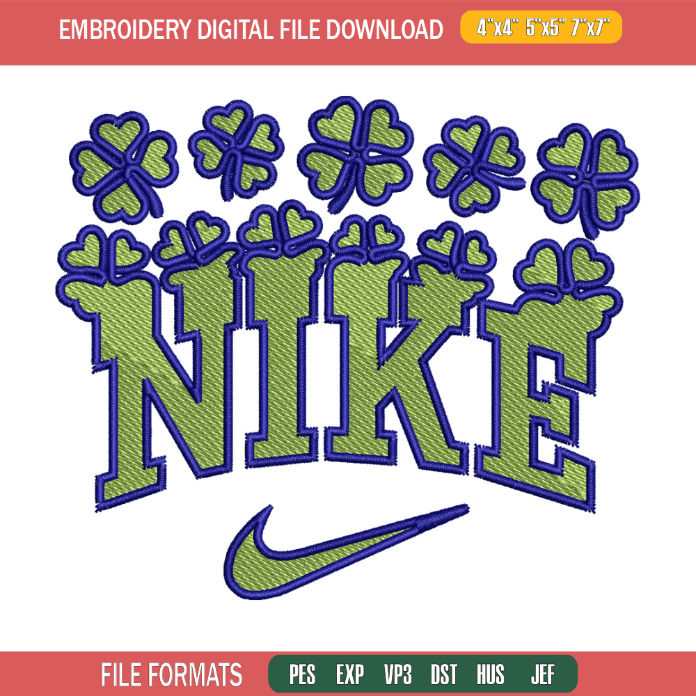 Nike flower green embroidery design, Flower embroidery, Nike design, Embroidery shirt, Embroidery file, Digital download.jpg