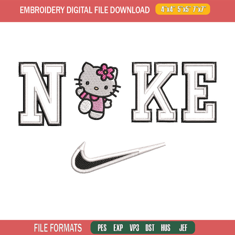 Nike kitty embroidery design, Hello kitty embroidery, Emb design, Embroidery shirt, Embroidery file, Digital download.jpg