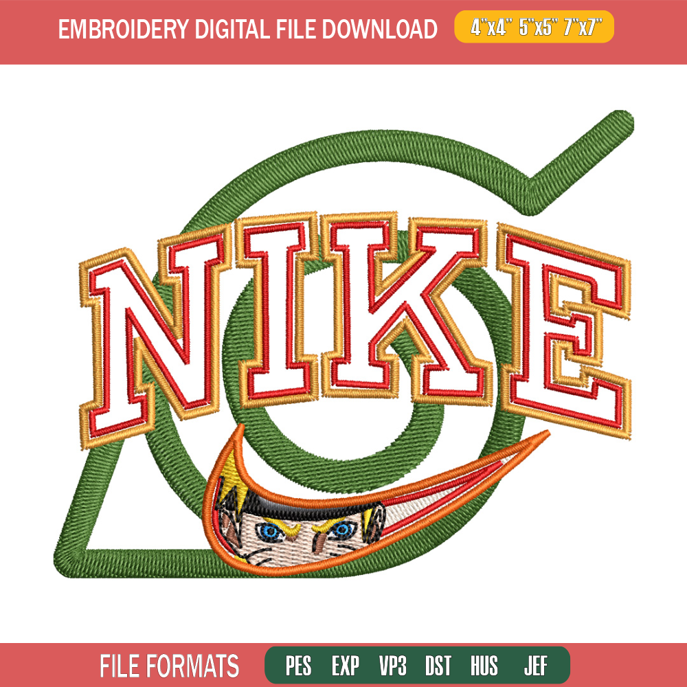 Nike konoha logo embroidery design, Naruto embroidery, Nike design,Embroidery shirt, Embroidery file, Digital download.jpg