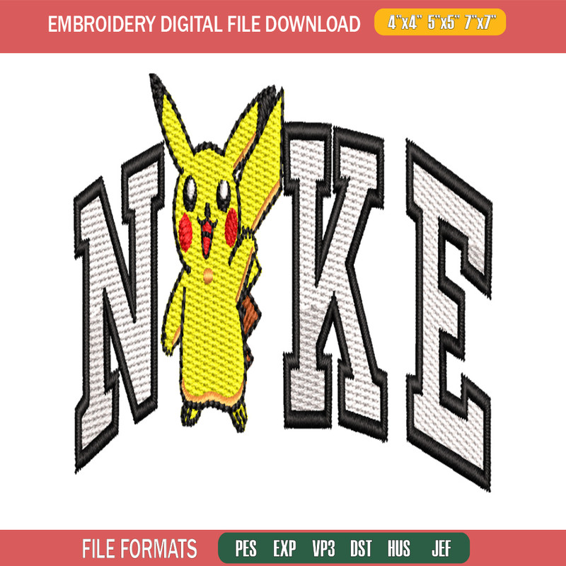 Nike Pikachu embroidery design, Pokemon embroidery, Nike design, embroidery file, anime shirt, Digital download.jpg
