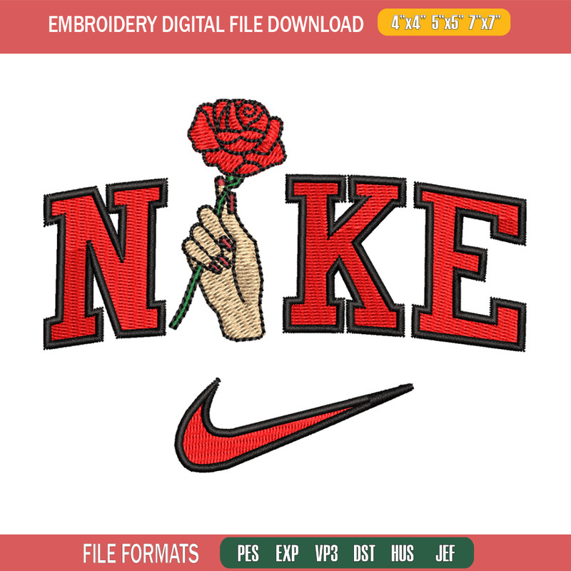 Nike red rose embroidery design, Nike embroidery, Embroidery file, Embroidery shirt, Emb design, Digital download.jpg