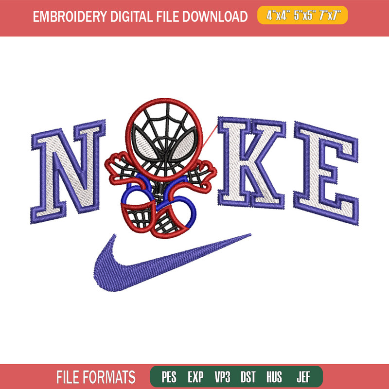 Nike spiderman embroidery design, Marvel embroidery, Nike design, Embroidery file,Embroidery shirt, Digital download.jpg