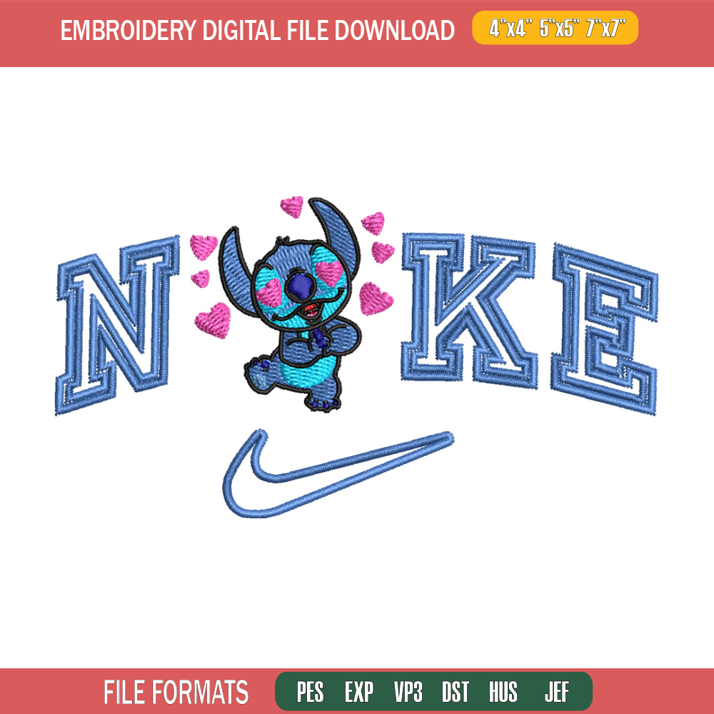 Nike stitch heart embroidery design, Stitch embroidery, Nike design, Embroidery file,Embroidery shirt, Digital download.jpg