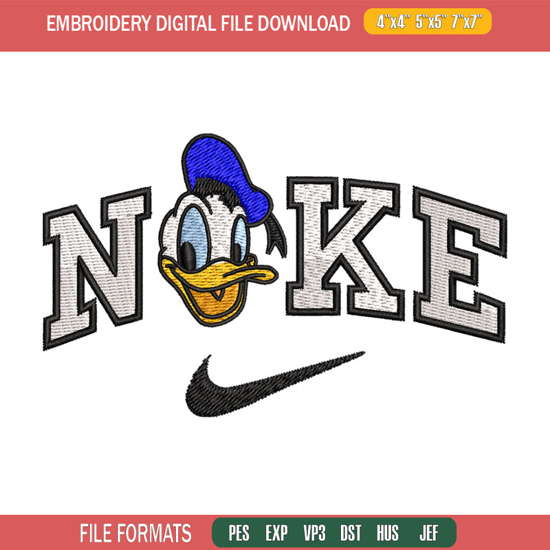 Nike x duck embroidery design, Disney embroidery, Nike design, Embroidery shirt, Embroidery file, Digital download.jpg