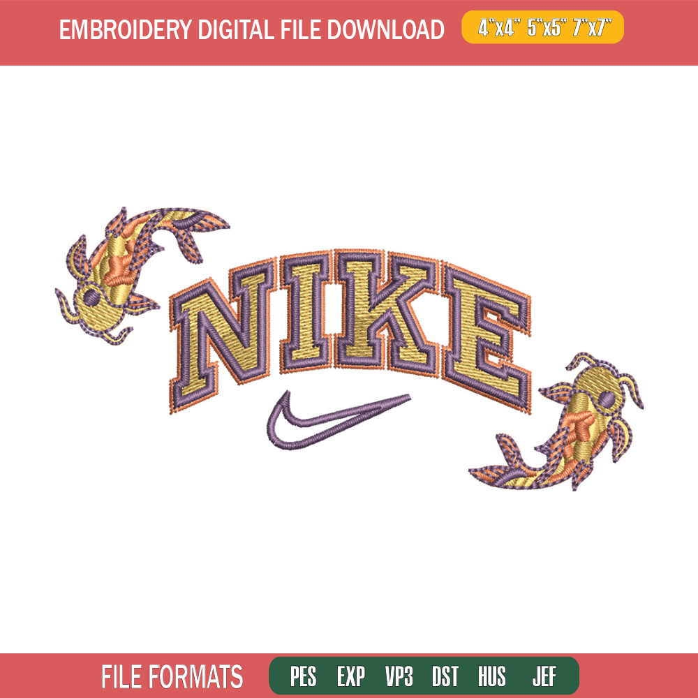 Nike x fish embroidery design, Fish embroidery, Nike design, Embroidery shirt, Embroidery file,Digital download.jpg