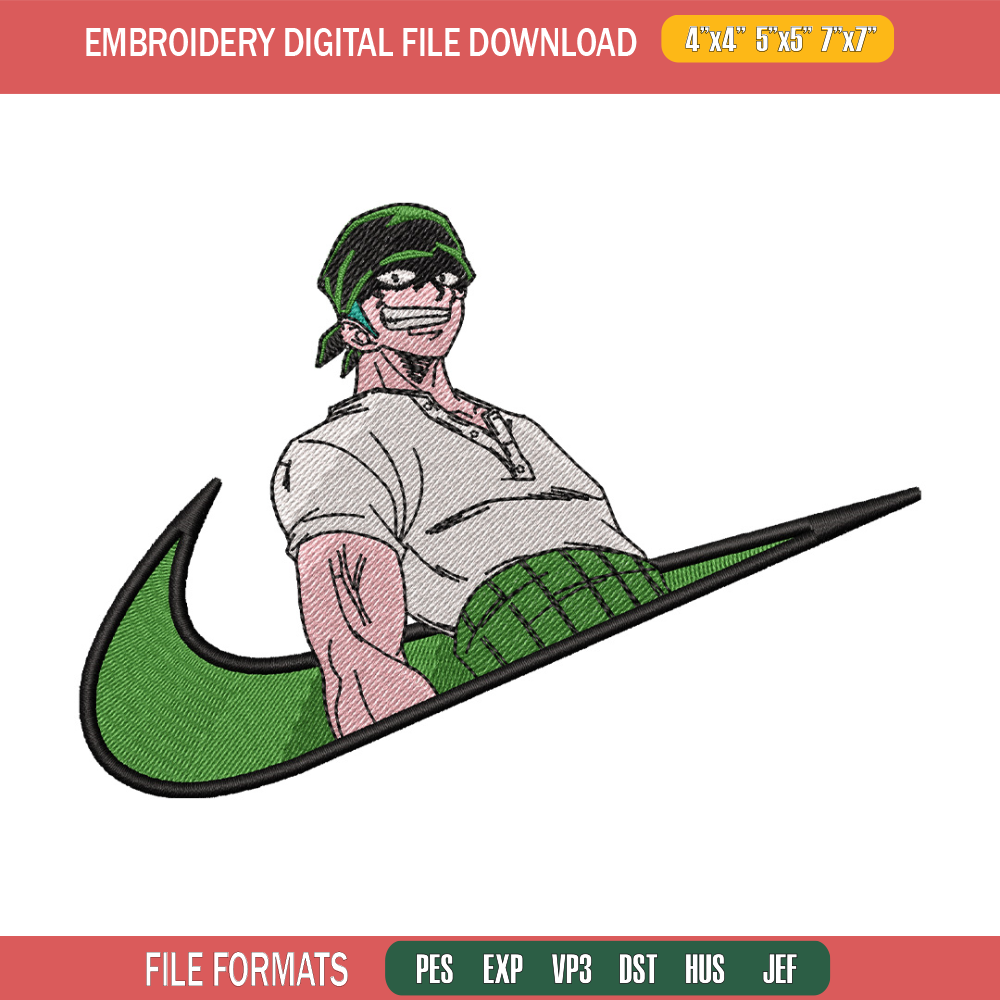 Nike x zoro embroidery design, One piece embroidery, Nike design, Embroidery shirt, Embroidery file, Digital download.jpg