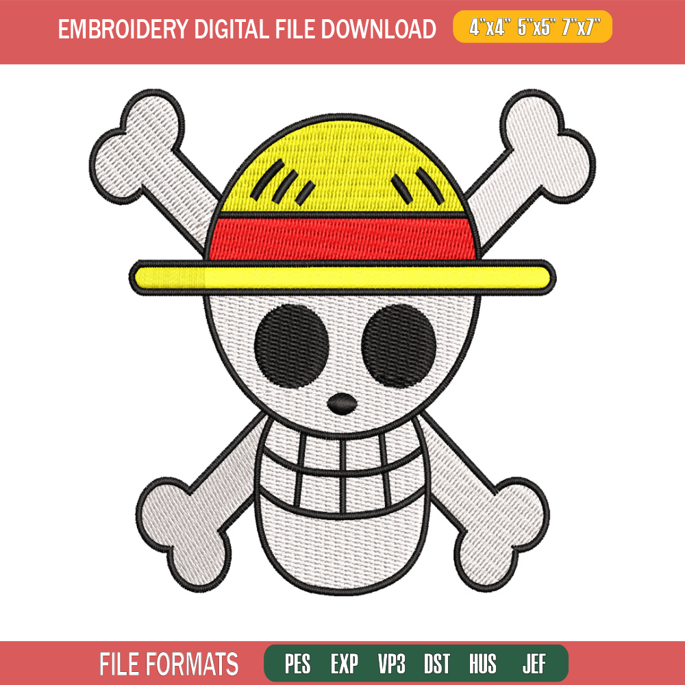 One piece Luffy Logo embroidery design, One piece embroidery, anime design, embroidery file, Digital download..jpg