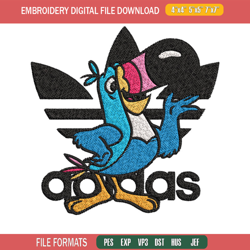 Parrot adidas Embroidery Design, Adidas Embroidery, Brand Embroidery, Embroidery File, Logo shirt, Digital download.jpg