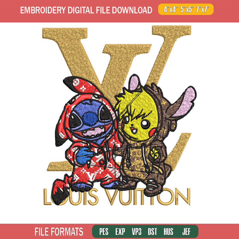 Pikachu x stitch lv Embroidery Design, LV Embroidery, Embroidery File, Logo shirt, Sport Embroidery, Digital download.jpg