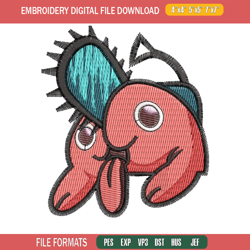 Pochita embroidery design, Chainsaw man embroidery, Anime design, Embroidery shirt, Embroidery file, Digital download.jpg